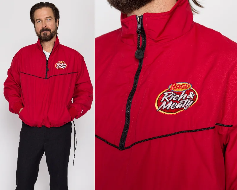 Large 90s Ragu "Rich & Meaty" Red Windbreaker Relaxed Women's Beachy