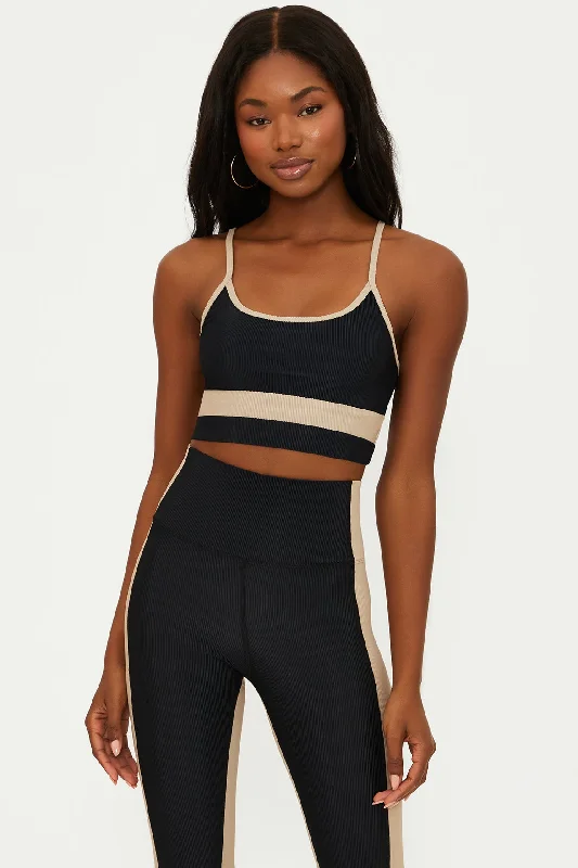 Eva Top Black Tan Colorblock Refined Women's Classic 