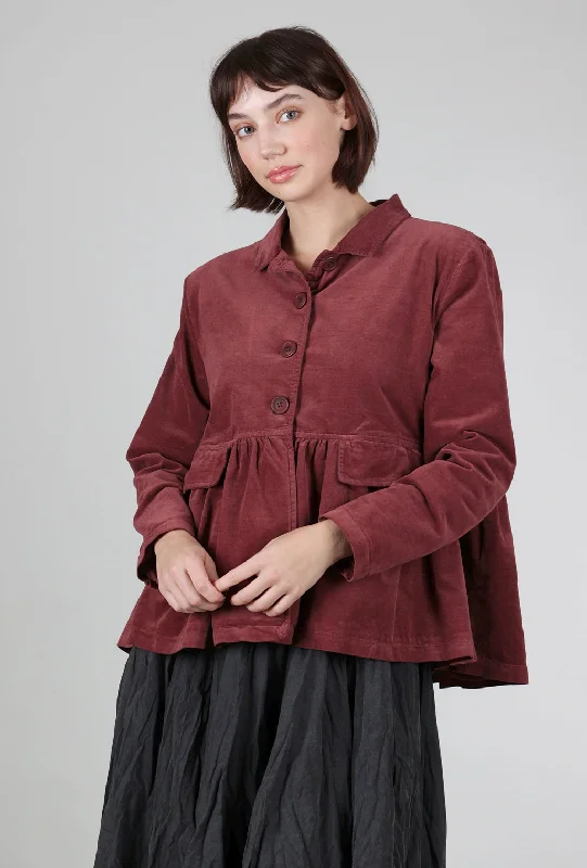 Peplum Velvet Pocket Jacket, Rust purpose