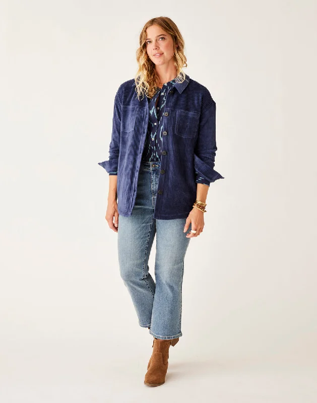 Hudson Stretch Cord Shacket: Navy Casual Women's Japanese 