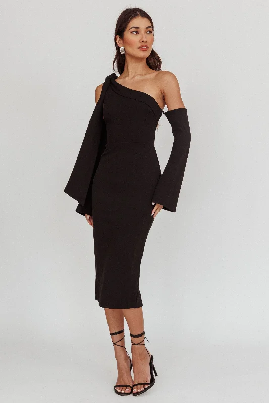 Rigel One-Shoulder Midi Dress Black Sophisticated Women's  Sophisticated Women's 