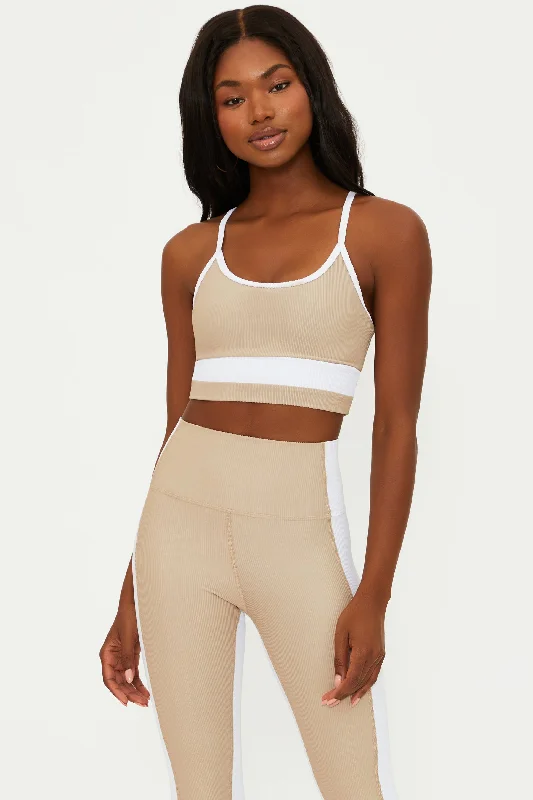 Eva Top Tan White Colorblock Sharp Women's Italian