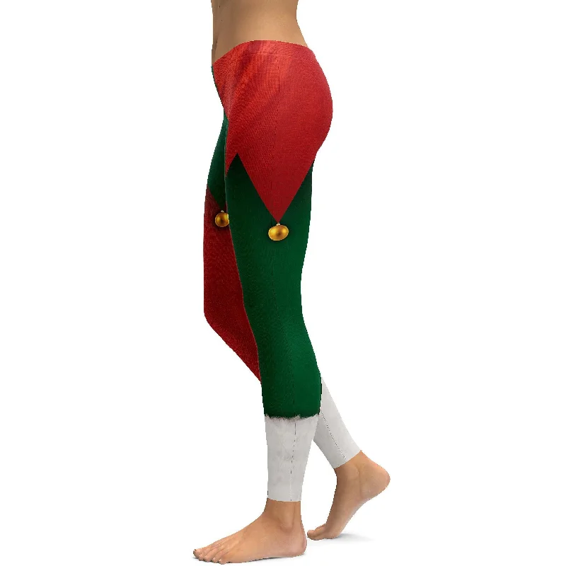 Red & Green Elf Pants Leggings Refined Women's Hand - crafted