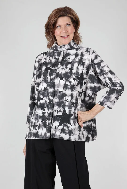 Starry Funnel Pullover, White/Black Sporty Women's Tennis