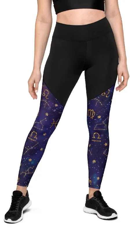 Zodiac Signs Compression Leggings Confident Women's Power