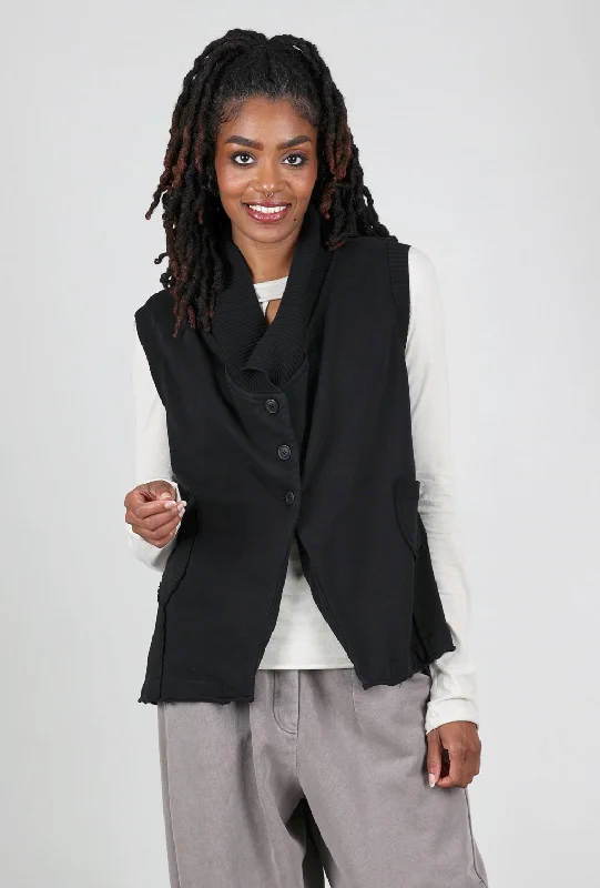 Topstitch Pocket Vest, Black Laid - back Women's Vibe
