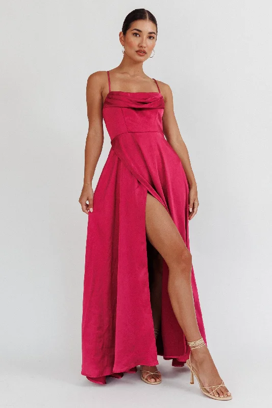 Inner Light Gathered Bust Split Maxi Dress Wine Earthy Women's Hemp - based Earthy Women's Hemp - based