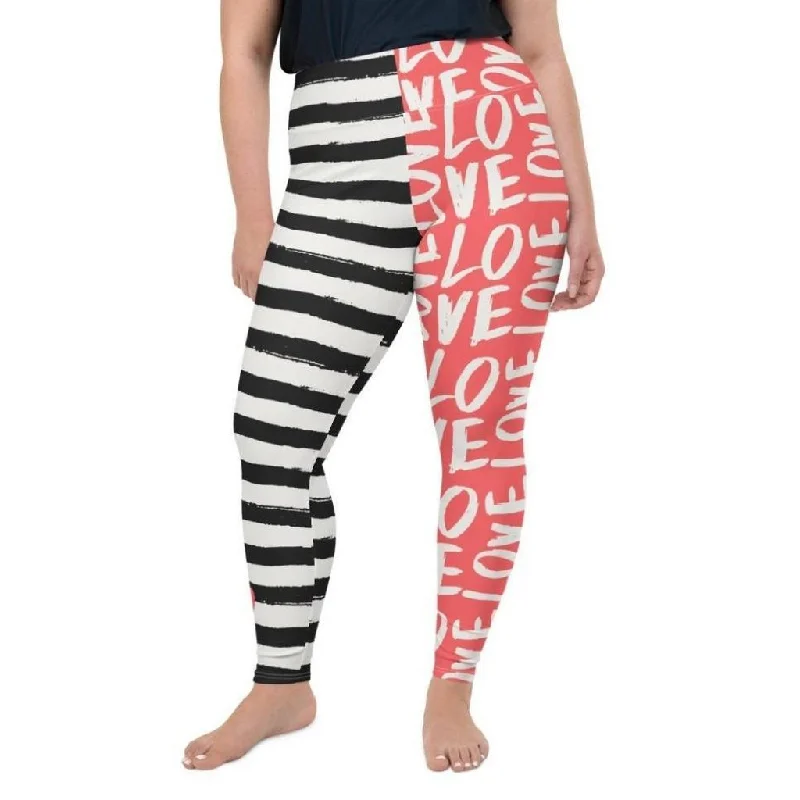 Two-Patterned Valentine's Day Plus Size Leggings Street