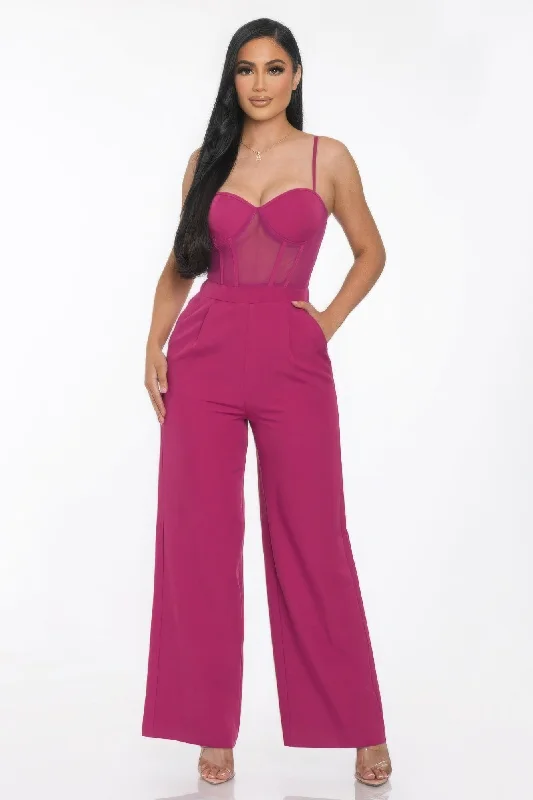 Mesh Insert Cup Wide Leg Jumpsuit performance