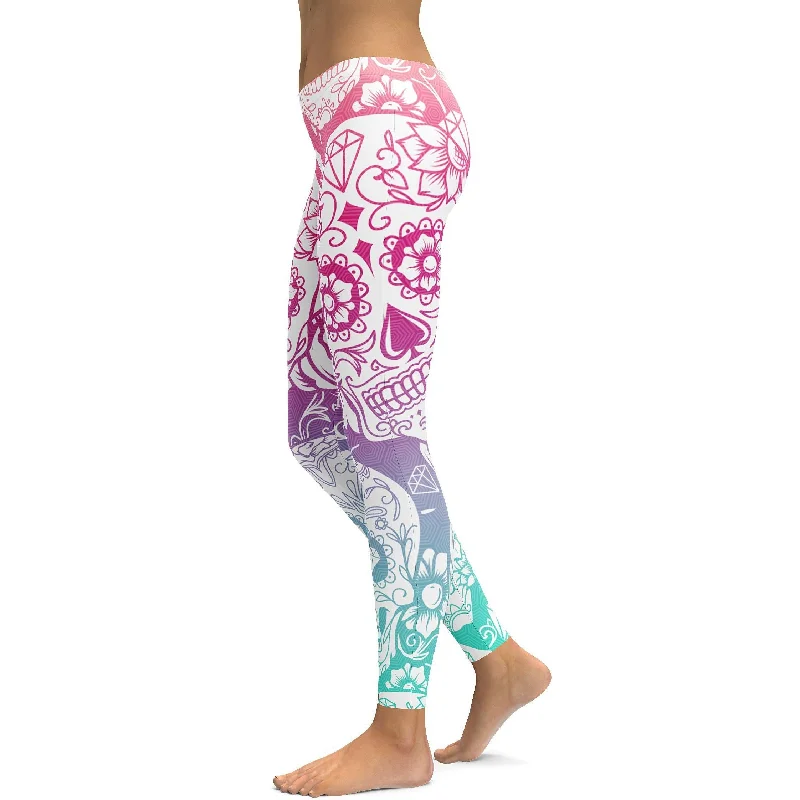 Bright Sugar Skull Leggings Modern Women's Tech Modern Women's Tech