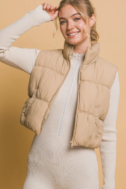 Love Tree Zip Up Turtleneck Cropped Vest Coat Practical Women's Quick - dry