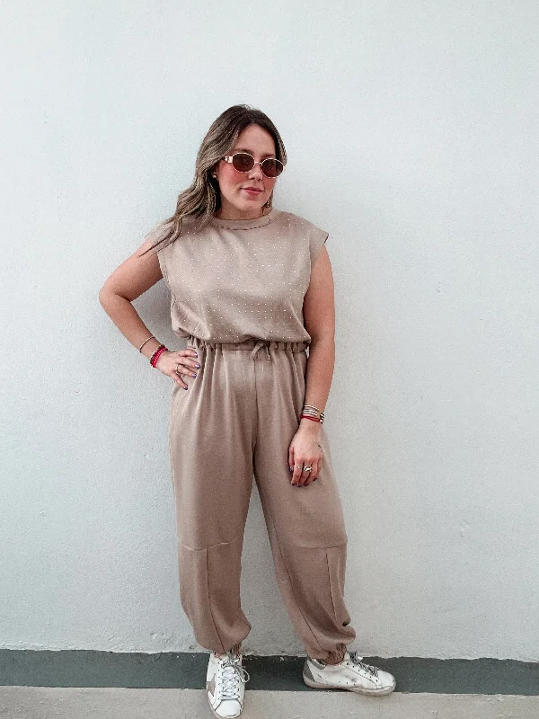 Sand Rhinestones Jumpsuit Women