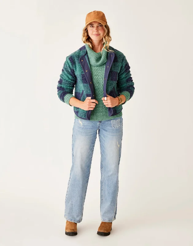 Posie Boucle Jacket: Forest Plaid Dynamic Women's Moto
