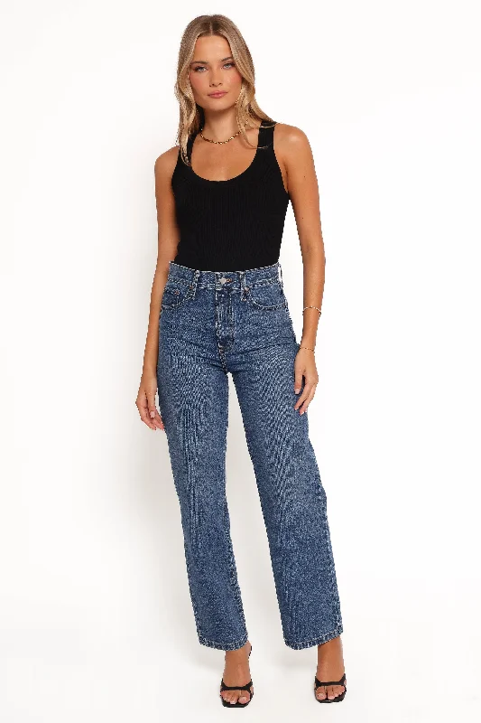 Just Black Relaxed 90S Straight Jean - Dark Denim Earthy Women's 
