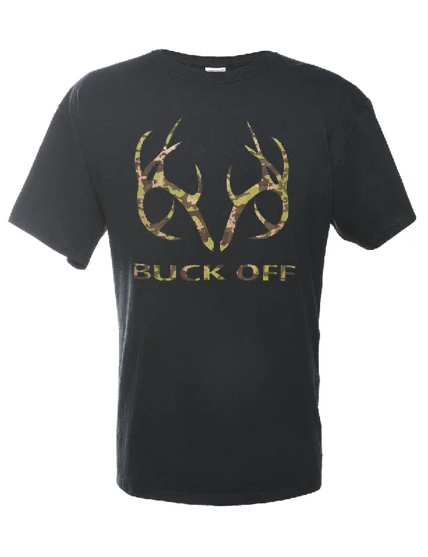 Buck Off Printed T-shirt - L Country