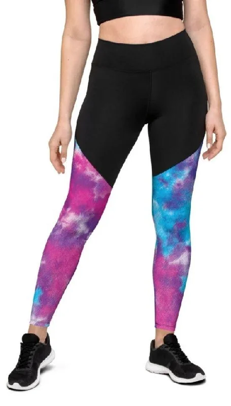 Purple Tie Dye Compression Leggings Edgy Women's Punk