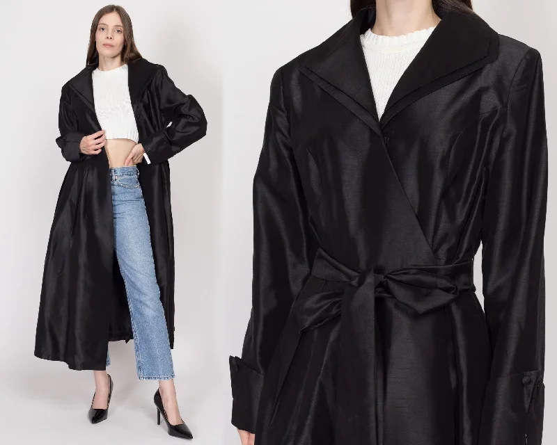 1X Y2K Black Belted Wrap Trench Coat NWT Casual Women's Japanese 