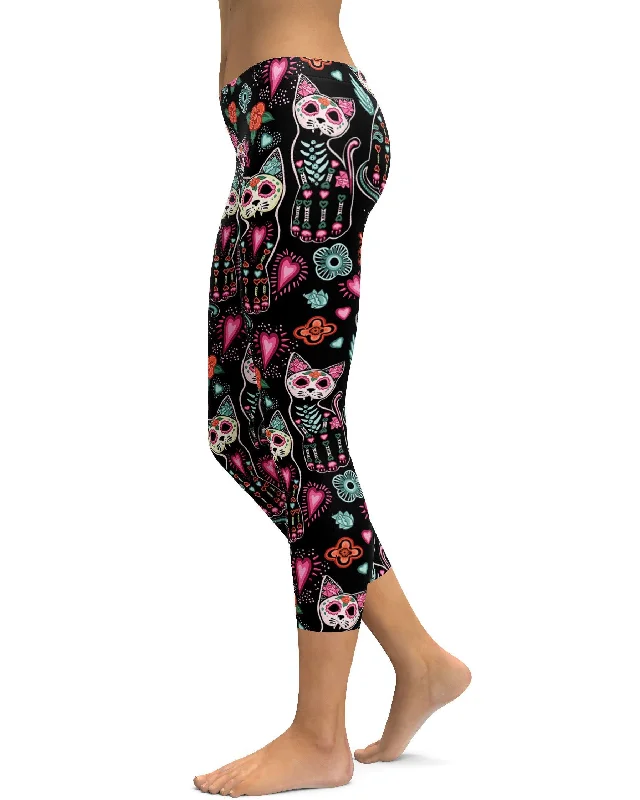 Calavera Cat Capris Youthful Women's Anime - inspired Youthful Women's Anime - inspired