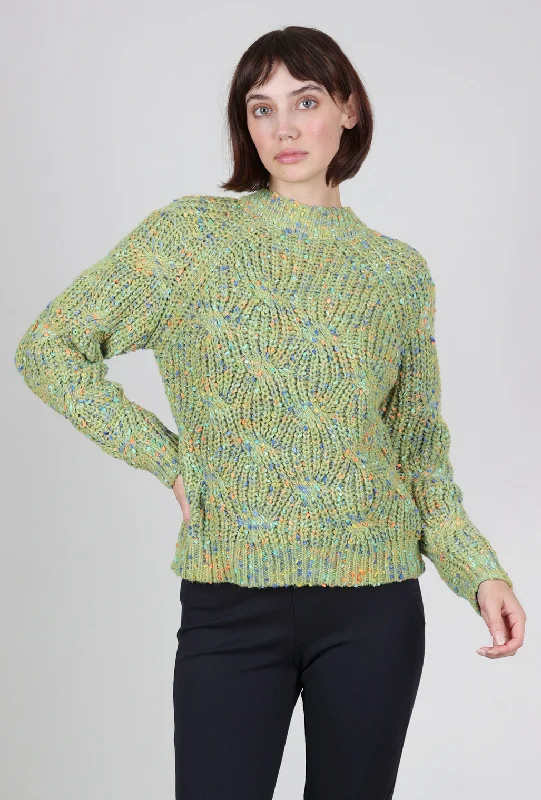 Confetti Knit Cable Sweater, Moss Unique Women's Upcycled