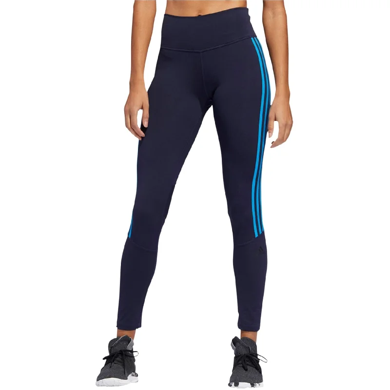 Adidas Womens High-Rise 3 Stripe Yoga Pants, Blue, X-Small Modern Women's Tech