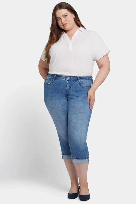 Marilyn Straight Crop Jeans In Plus Size - Water Canyon Cozy Women's Winter