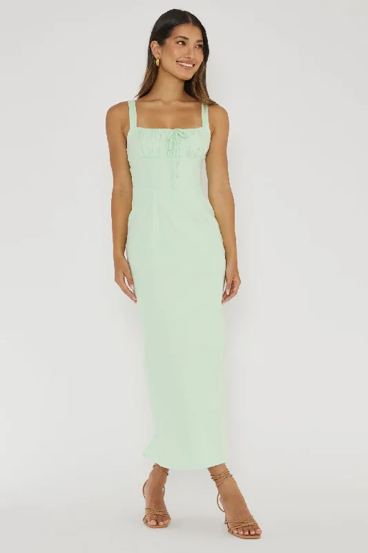 Sweet Pea Tied Bust Midi Dress Mint Sleek Women's 