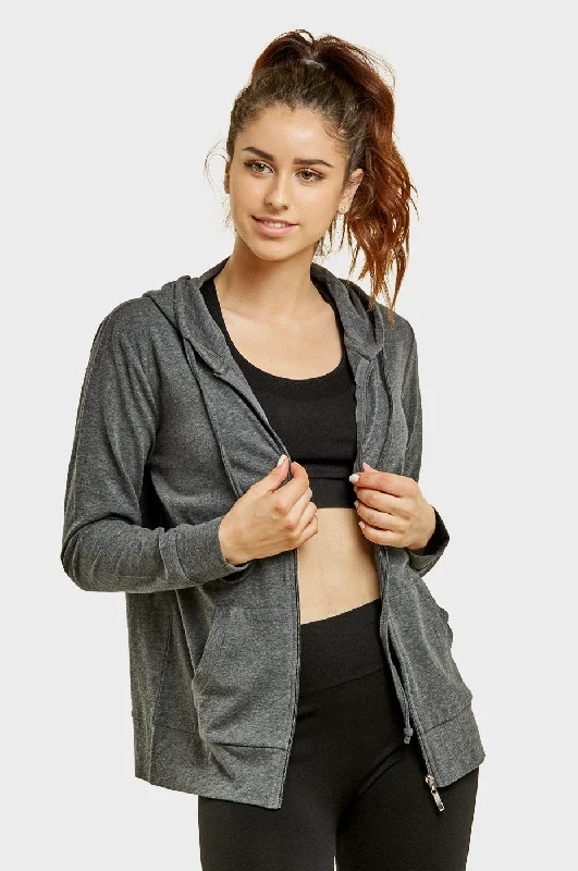 SOFRA LADIES SINGLE JERSEY ZIP-UP HOODIE JACKET (HDC7000A/XA_CHC/GR) Gym