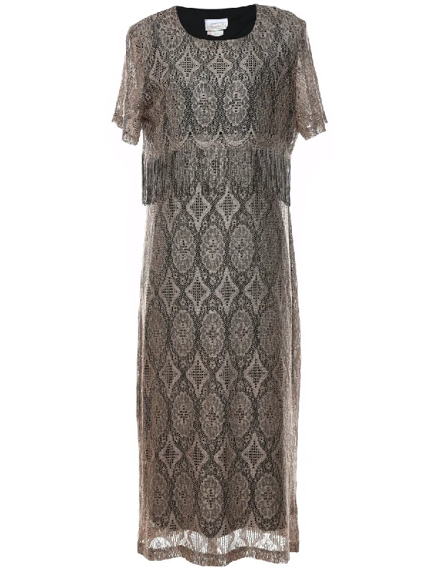 Light Brown Evening Dress - L Disco