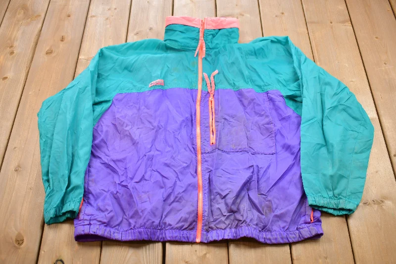Vintage 1990s Columbia Color Block Windbreaker Jacket Disco