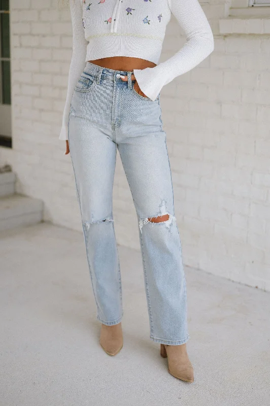 Josie Dad Jean-Light Denim Laid - back Women's Style