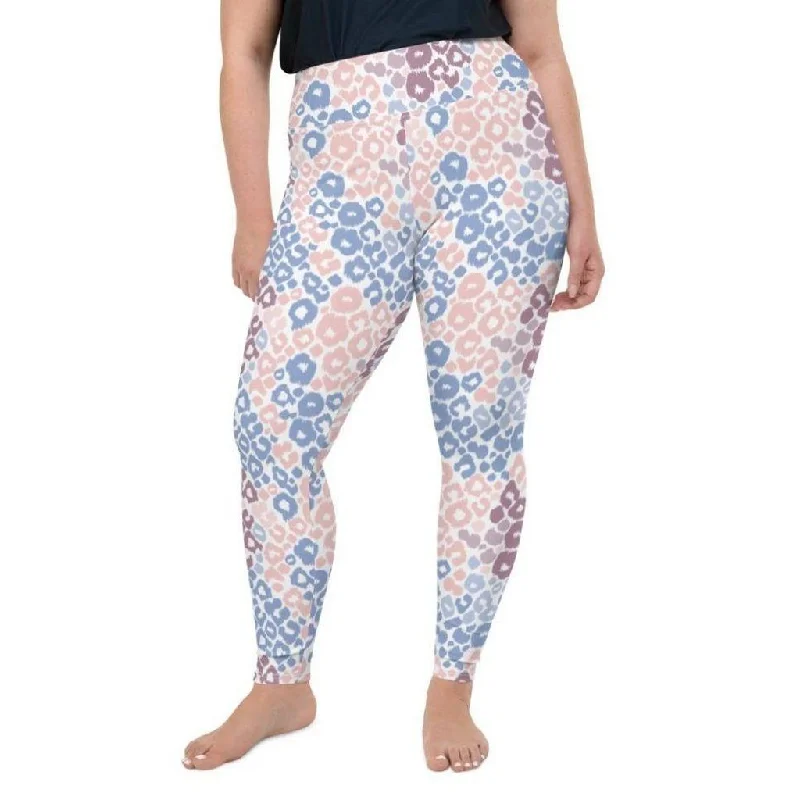 Pastel Leopard Print Plus Size Leggings Refined Women's Hand - crafted