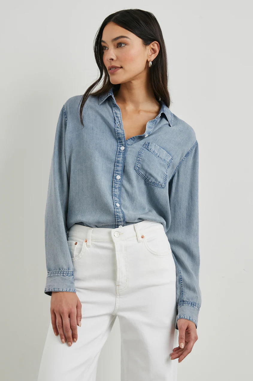 Rails Ingird Shirt Medium Vintage Cloud Wash Laid - back Women's Vibe