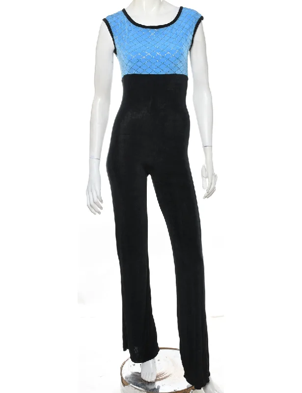 Two Tone Metallic Finish Jumpsuit - S Refined Women's Velvet