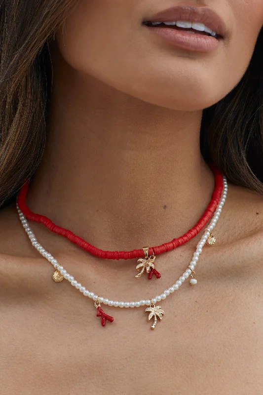 Tahiti Sunset Pearl Beach Necklace Gold Cool Women's Distressed
