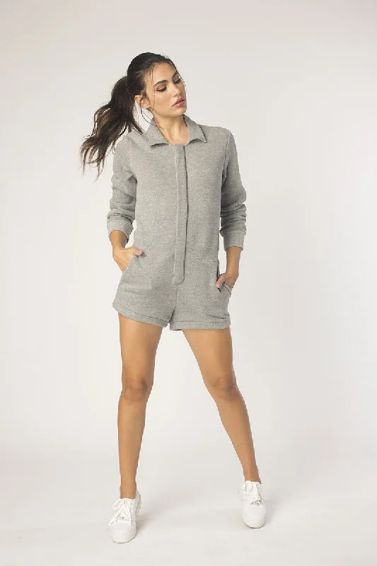 Heather Grey Short Jumpsuit Geometric