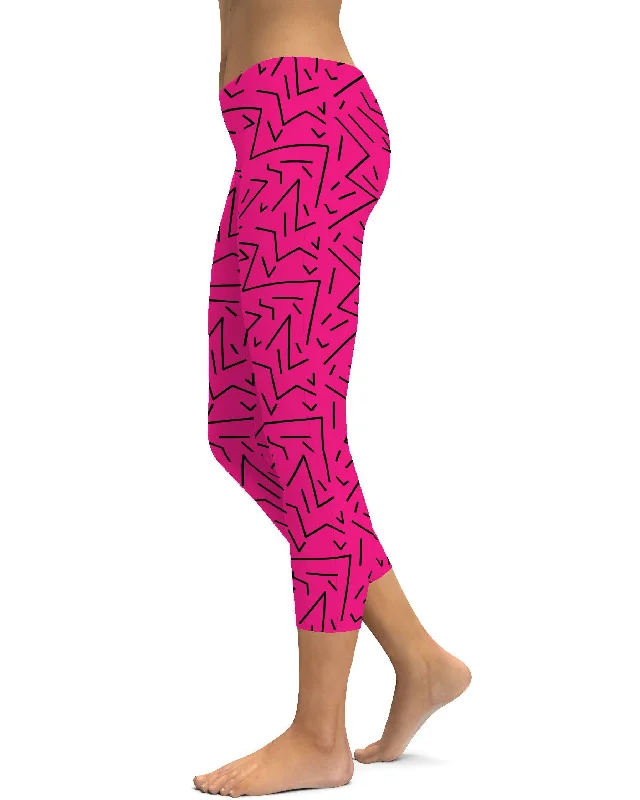 Pink Black Line Capris Relaxed Women's 