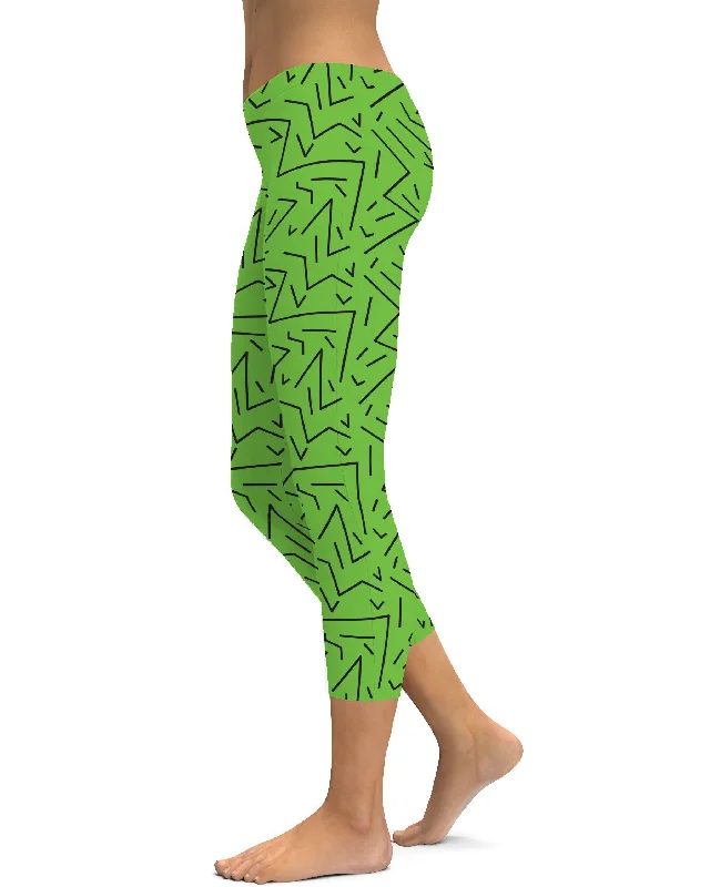 Green Black Line Capris Confident Women's High - fashion