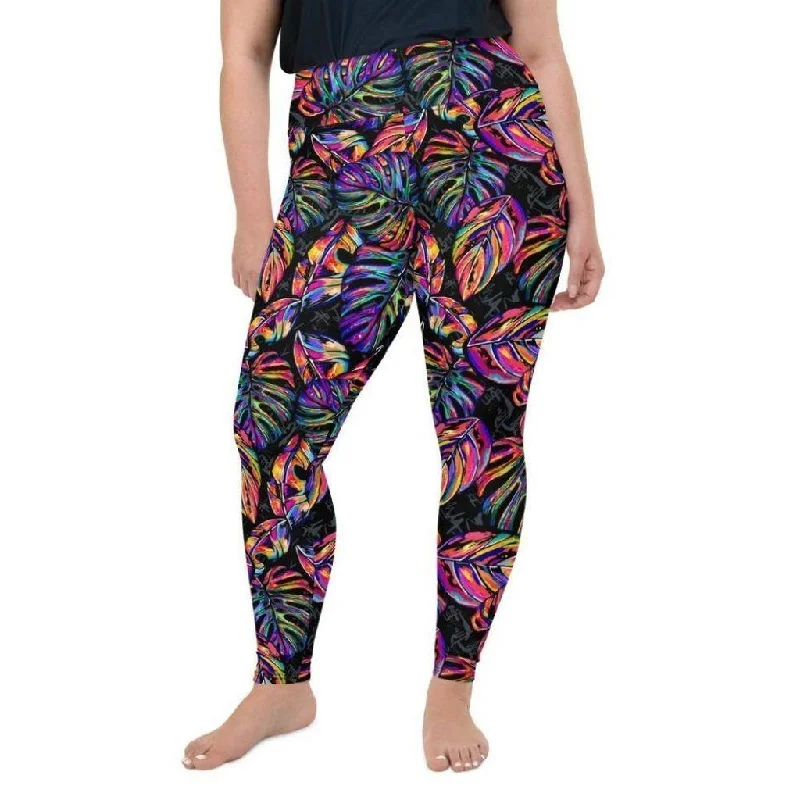 Artsy Tropical Plus Size Leggings Scandinavian