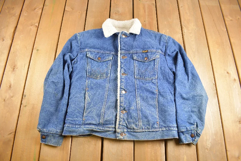 Vintage 1990s Wrangler Fleece Lined Jean Jacket Sleek Women's Metallic