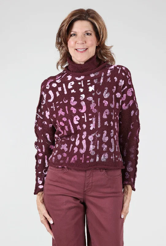 Abby Tiny Cowl Pullover, Burgundy/Pink Dapper Women's Bow - adorned
