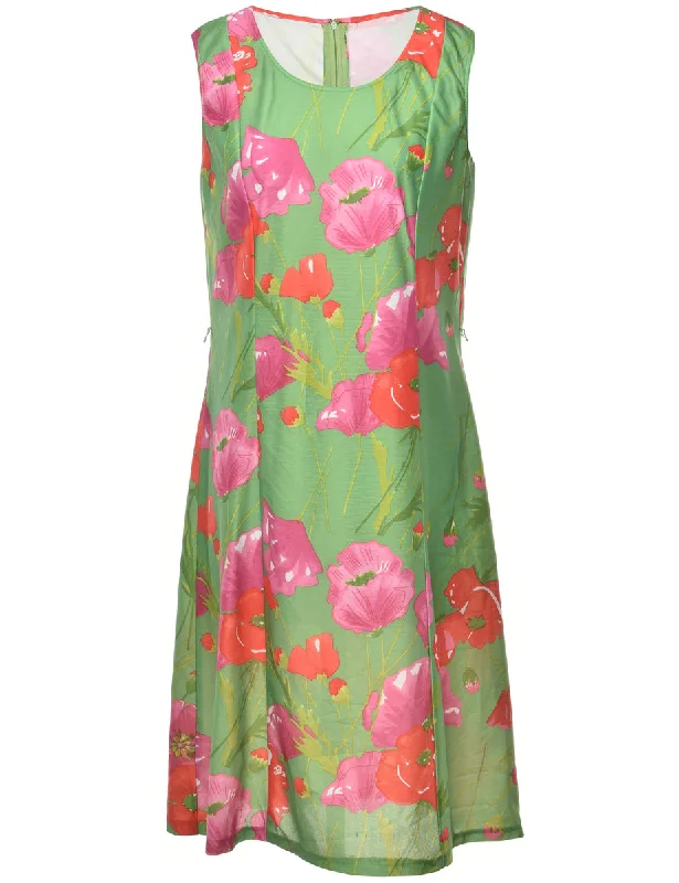 Floral Print Dress - M Polished Women's Silk