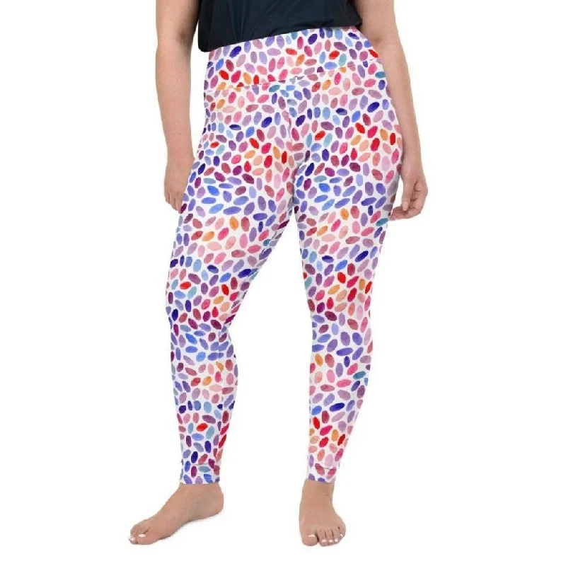 Watercolor Dot Plus Size Leggings Geometric