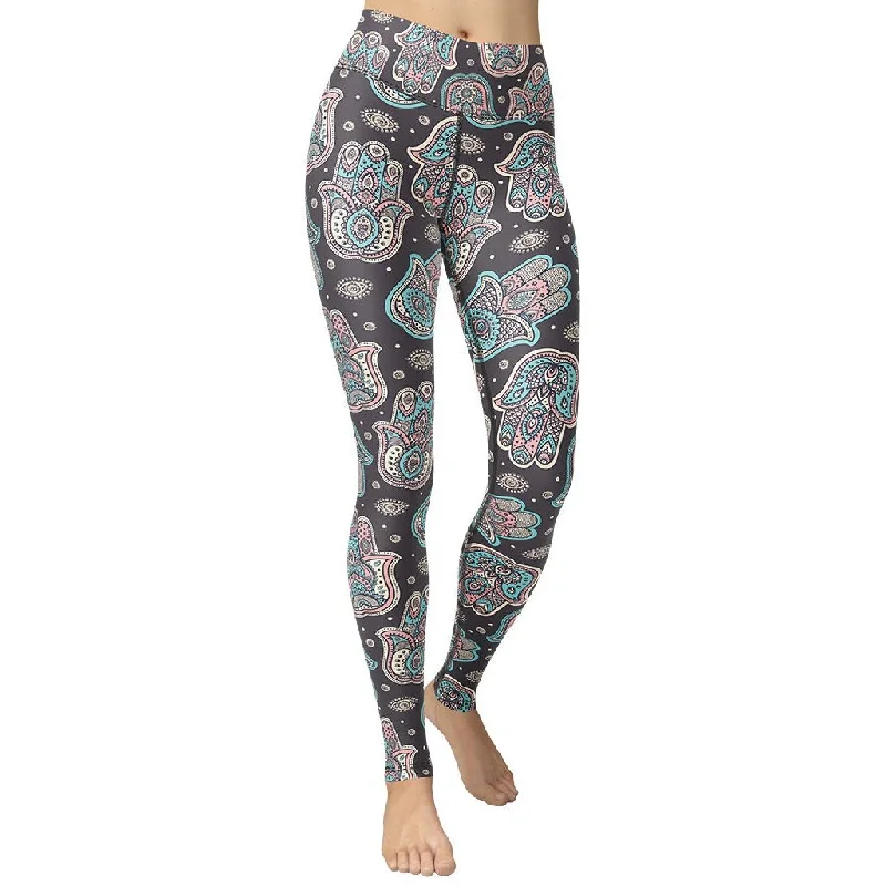 Hand Drawn Hamsa Yoga Leggings Sporty Women's Tennis