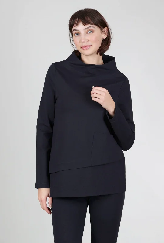 Ponte Pita Top, Navy Cashmere