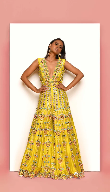 FIERCELY FRENZY - LIME  EMBELLISHED JUMPSUIT Laid - back Women's Style