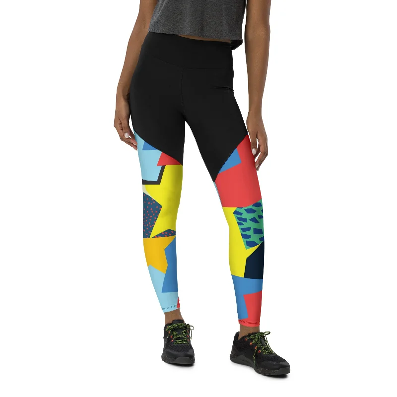 90s Color Block Compression Leggings Women
