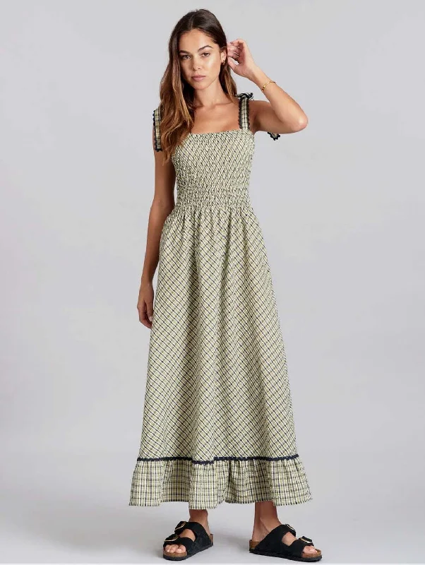 Hoya Women's Organic Cotton Dress | Summer Check Streetwear Style for 