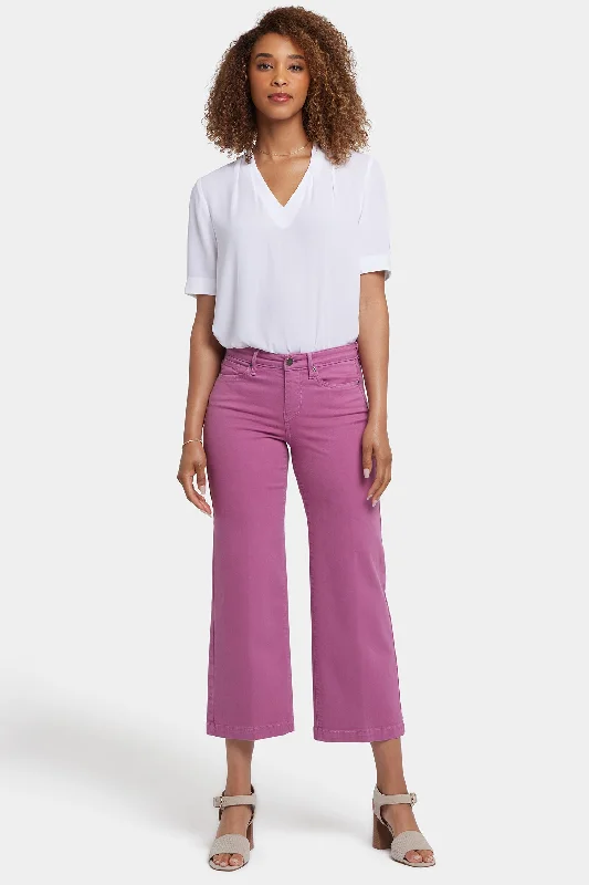Teresa Wide Leg Ankle Jeans - Red Violet Cozy Women's Sherpa - lined