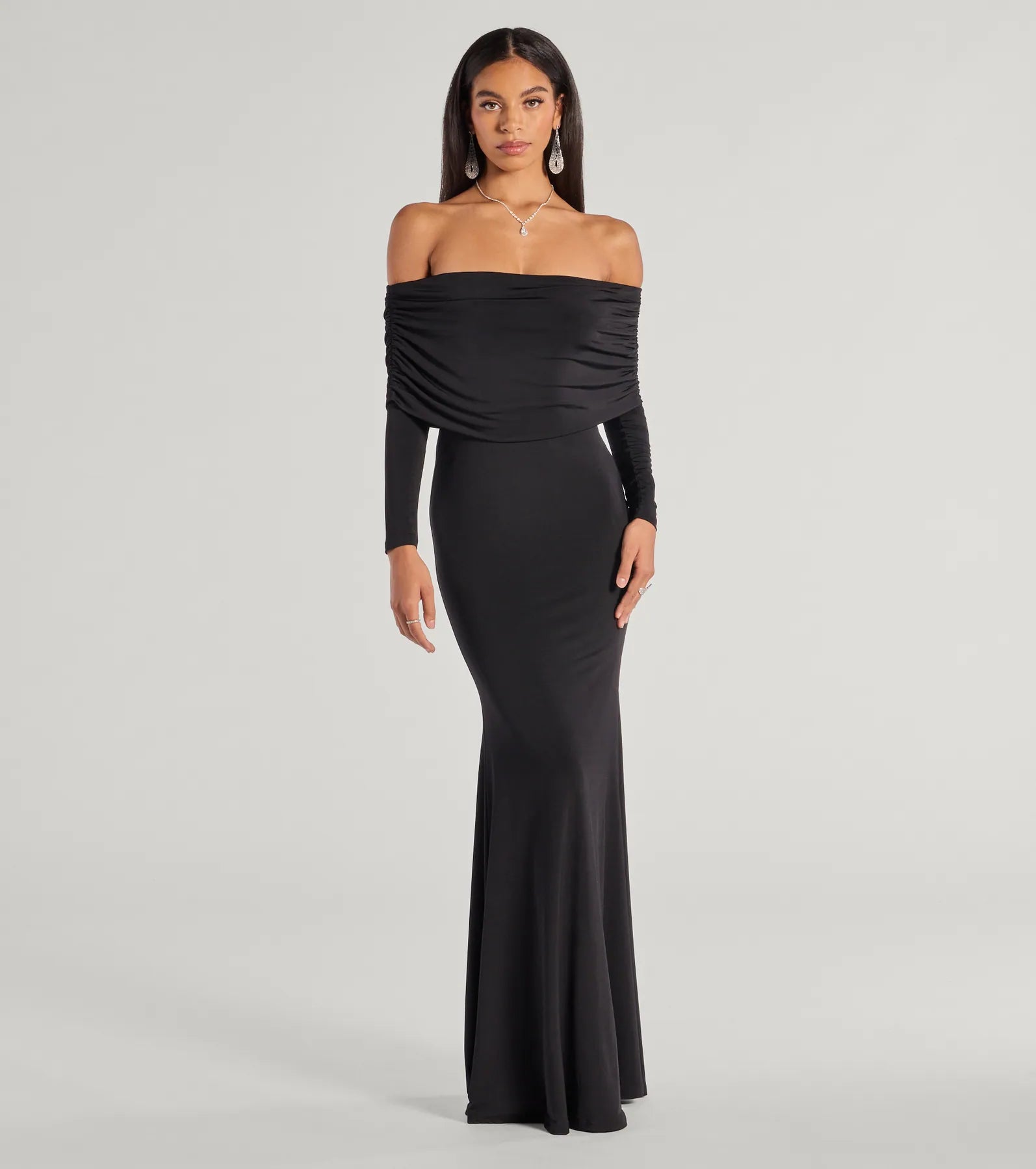 Carmen Off-The-Shoulder Long Sleeve Mermaid Dress Sharp Women's Italian