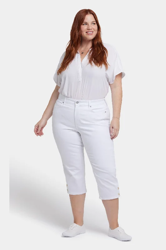 Marilyn Straight Crop Jeans In Plus Size - Optic White Streetwear Style for 